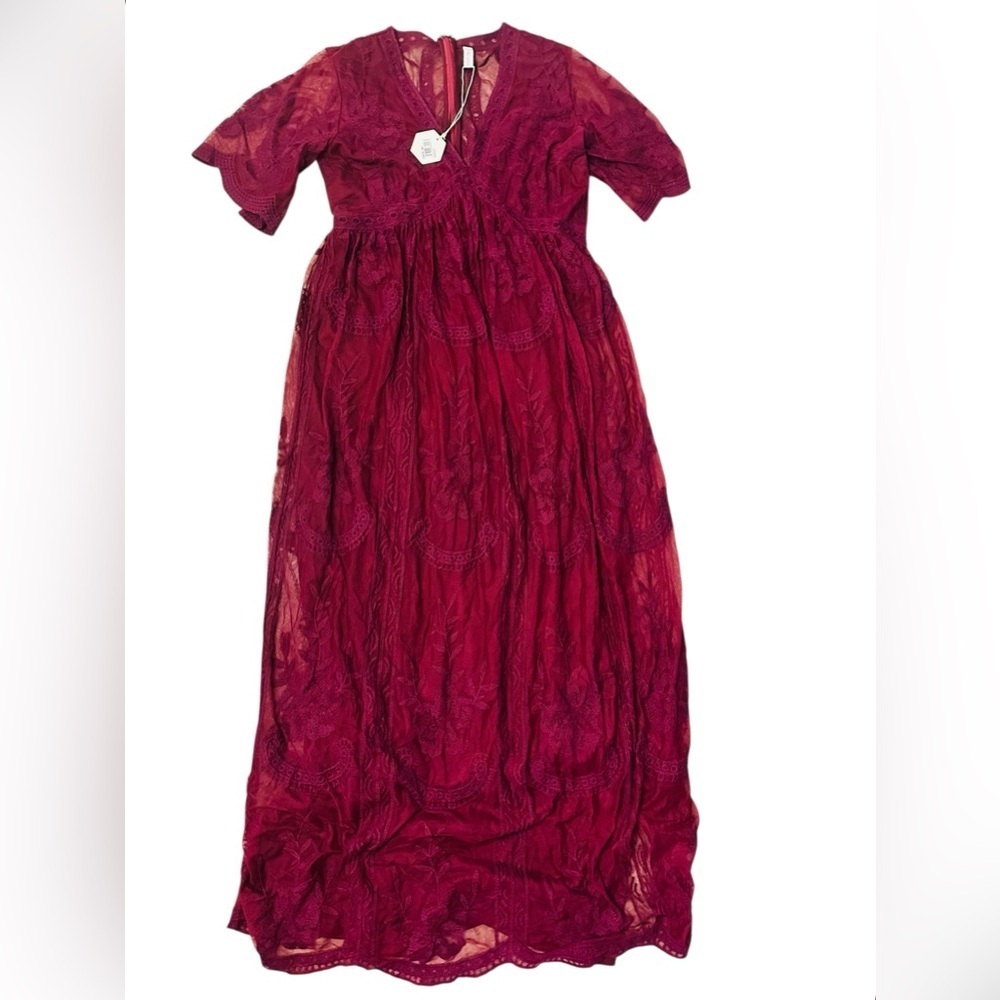 Pink Blush Women’s Dress Medium Maternity Postpartum NWT Lace Maxi - Picture 2 of 10